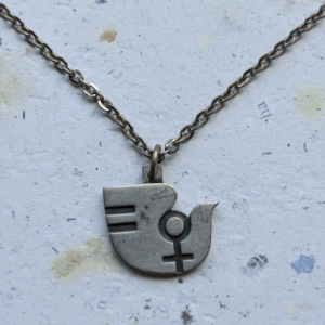 Vintage Ultra Rare Georg Jensen Peace Dove Female Pewter Necklace 202